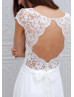 Ivory Lace Chiffon Keyhole Back Beach Wedding Dress
